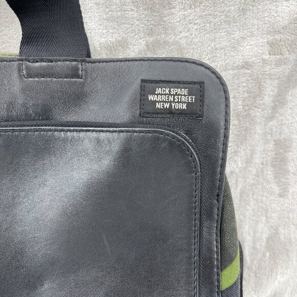 Jack Spade Camo Nylon and Black Leather Split Brief Briefcase Messenger Bag - Picture 2 of 16